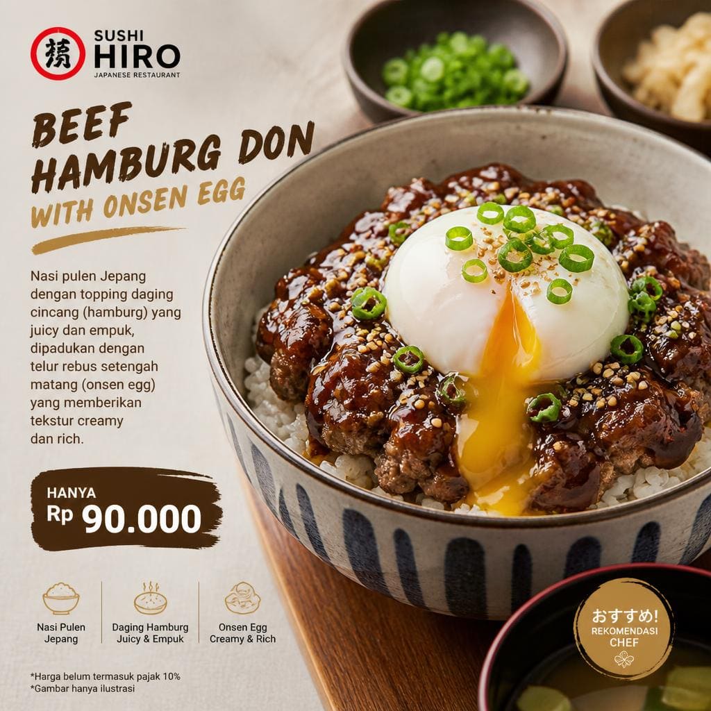 Beef Hamburg Don With Onsen Egg Sushi Hiro